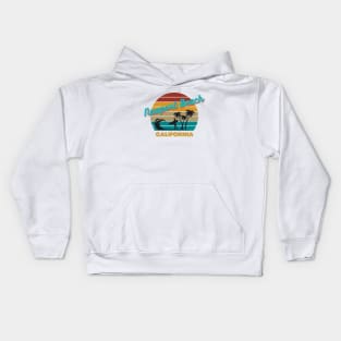 Newport Beach California Retro Vintage Sunset Kids Hoodie